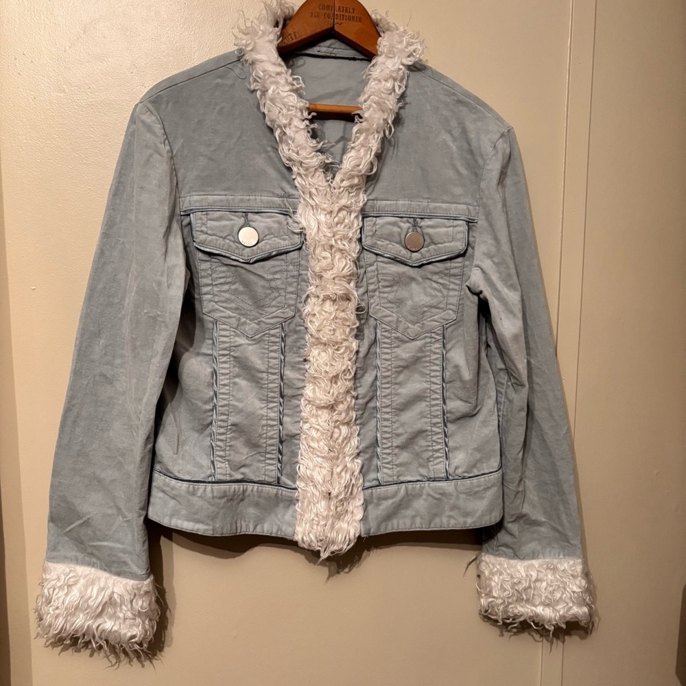 Stylish   Jacket with Faux Fur Trim